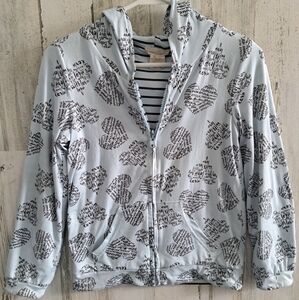 Reversible hooded zip up sweater jacket